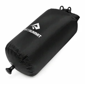 Black Sea to Summit Pocket Shower bag with a shower nozzle and two top hanging loops on white.