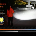 ACEBEAM TAC 2AA wide-beam demonstration with output comparison bars.