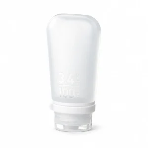 humangear GoToob+ Clear 3.4 Ounces silicone travel bottle on white background