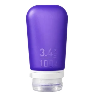 humangear GoToob+ Purple 3.4 Ounces silicone travel bottle on white background