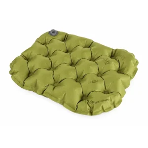 Sea to Summit Air Seat inflated olive-green cushion with gray mini valve