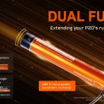 ACEBEAM P20 dual-battery power illustration.