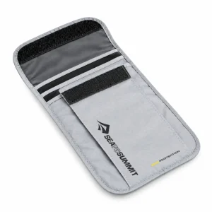 Sea to Summit gray RFID neck wallet, open