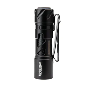 Black LOOP GEAR SK03 RGB flashlight with a wire pocket clip