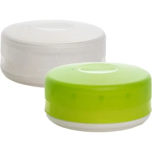 humangear GoTubb Large 170 ml storage containers in clear, green, two-pack on white