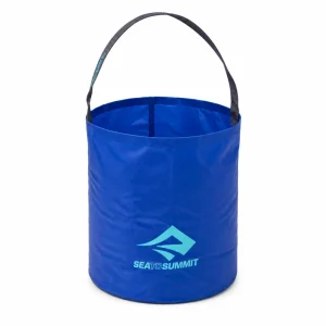 Sea to Summit Folding Bucket 10L Surf the Web royal-blue flexible fabric bucket.